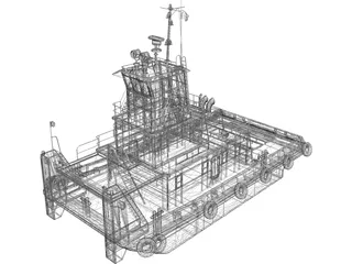 River Tug Boat 3D Model preview