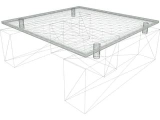 Coffee Table with Glass 3D Model preview