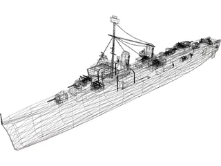 Fletcher Class Destroyer 3D Model preview