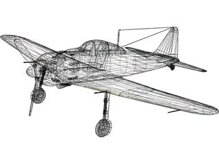 A6M Zero with Landing Gear 3D Model preview