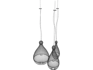 Bird Cage Ceiling Lamp 3D Model preview