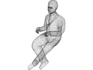 Man Sitting 3D Model preview