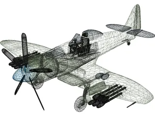 Hawker Sea Fury FB 11 3D Model preview