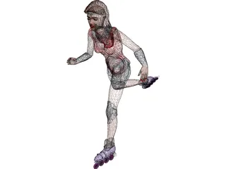 Woman with Scates 3D Model preview