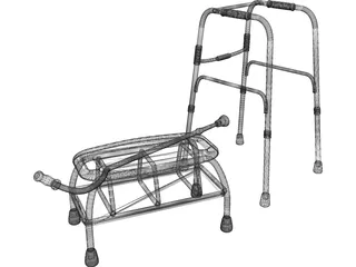 Walker Cane and Bath Chair 3D Model preview