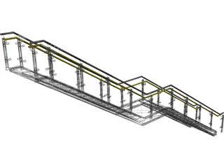 Stair with Glass Rail 3D Model preview