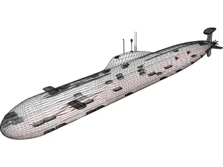 Soviet Akula Attack Submarine 3D Model preview