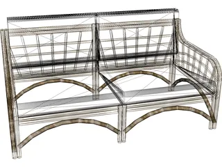 Sofa Bambu and Rattan 3D Model preview