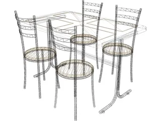Table And Chairs Snack Bar 3D Model preview