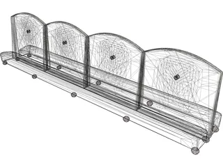 Booth 4 Panel Double Princeton 3D Model preview