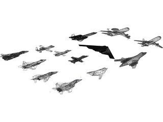 Airplanes Set 3D Model preview