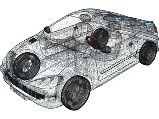 Peugeot 206CC 3D Model preview