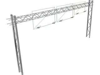 Highway Truss with Signs 3D Model preview