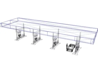 Gas Pumps and Canopy 3D Model preview