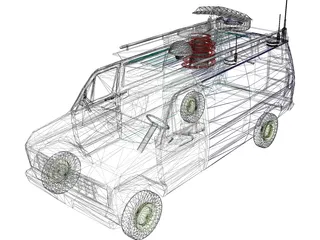 Television Live Truck 3D Model preview