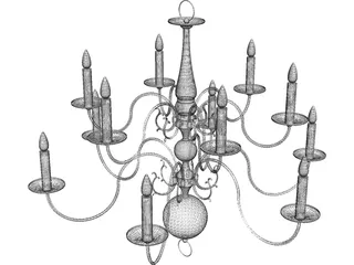 Colonial Chandelier 3D Model preview