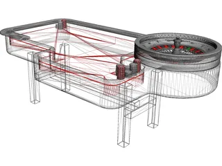 Gambling Roulette Table 3D Model preview