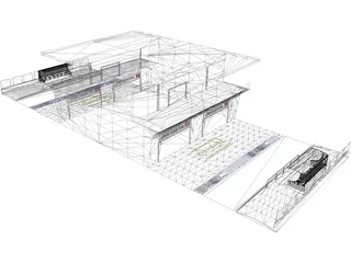 Pit Lane Boxes 3D Model preview
