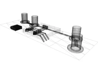 Nuclear Power Plant 3D Model preview