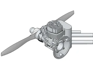 SuperTigre 2000 25cc RC Engine 3D Model preview
