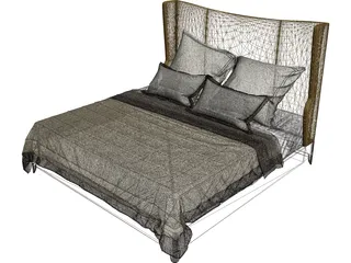 Baker Dane Upholstered Bed 3D Model preview