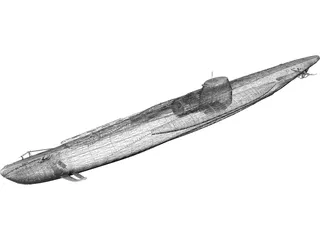 Submarine Aircraft Carrier U-820 3D Model preview