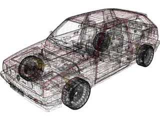 Volkswagen Golf Mk2 GTI Typ 19E (1989) 3D Model preview