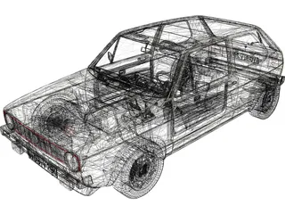 Volkswagen Golf Mk1 GTI Typ-17 (1975) 3D Model preview