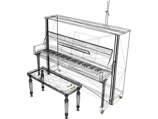 Piano 18th century 3D Model preview