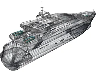 Superyacht 3D Model preview
