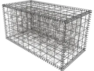 Natural Large Stone-Filled Metal Gabions 3D Model preview