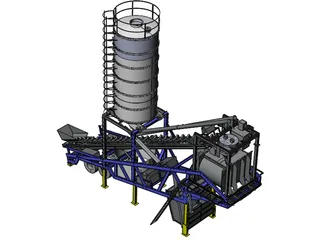 Mobile Concrete Batching Plant Mixer 3D Model preview