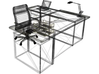 Full Desk Set 3D Model preview