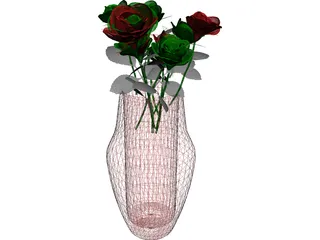 Roses in Vase 3D Model preview