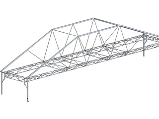 Fink Truss Bridge 3D Model preview