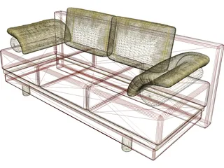 Double Sofa 3D Model preview