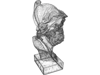 Roman Bust Statue 3D Model preview