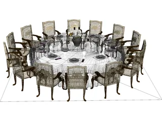 Catering Table 3D Model preview