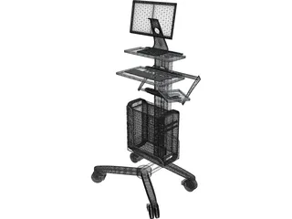 Mobile Computer Cart 3D Model preview