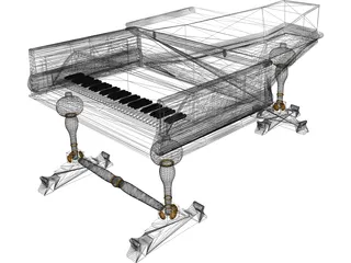 Vintage Piano 3D Model preview