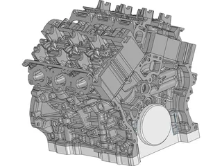 Twin Turbo V6 Engine 3D Model preview
