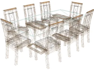 Dining Table and Chairs 3D Model preview