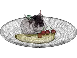 Fruits On Plate 3D Model preview