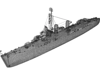 USS Kidd Destroyer 3D Model preview