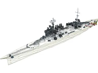 Hood Battlecruiser Refit 3D Model preview