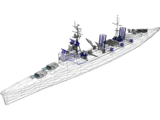 Belfast Light Cruiser 3D Model preview