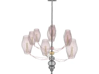 Modern Asian Chandelier 3D Model preview