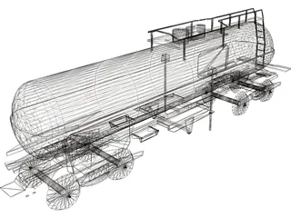 Oil Tank Train Car 3D Model preview