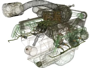 Ford Supercharged V8 Engine 3D Model preview
