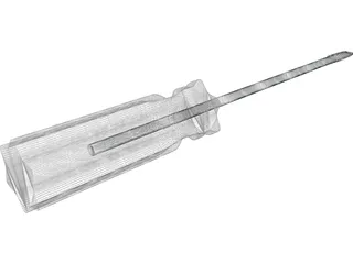 Plastic Flat Head Screwdriver 3D Model preview